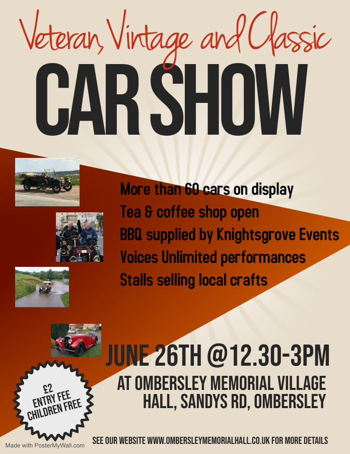 Events For 26 June 21 Ombersley Memorial Village Hall
